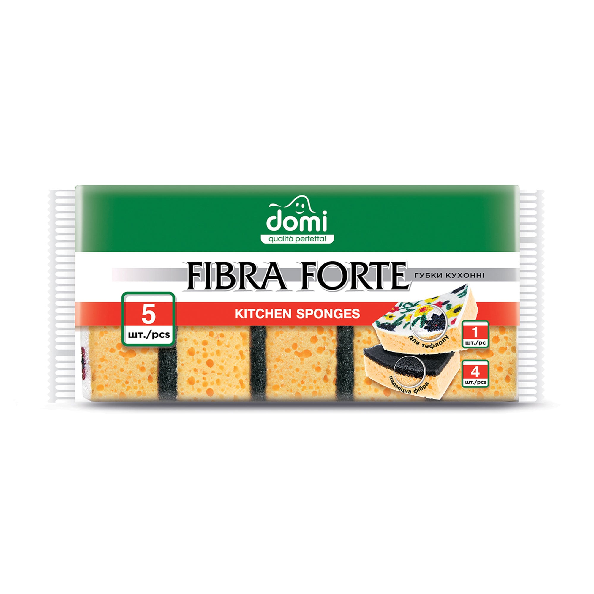 Губки кухонні Domi Fibra Forte, 5 шт